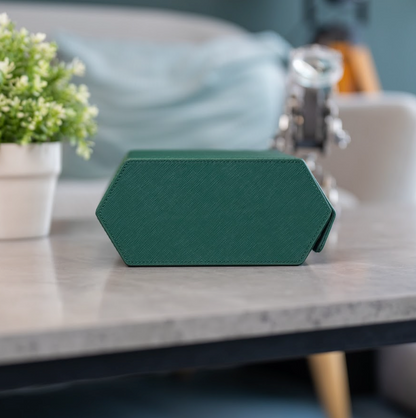 Hexagon Green Saffiano 4 Slot Watch Box