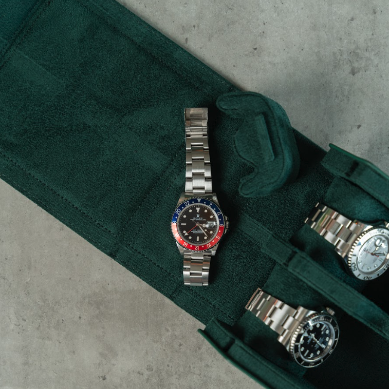 Hexagon Green Saffiano 4 Slot Watch Box