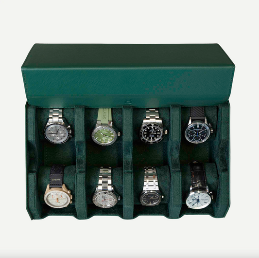 Hexagon Green Saffiano 8 Slot Watch Box