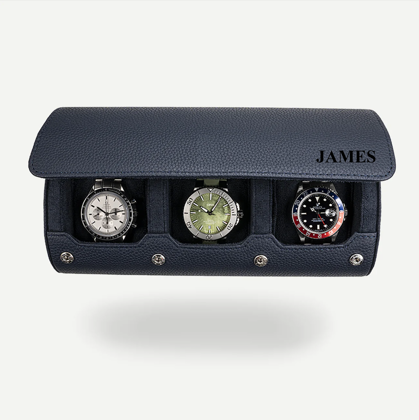 Personalized Watch Roll Large - Navy Blue