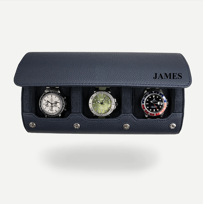 Personalized Watch Roll Large - Navy Blue