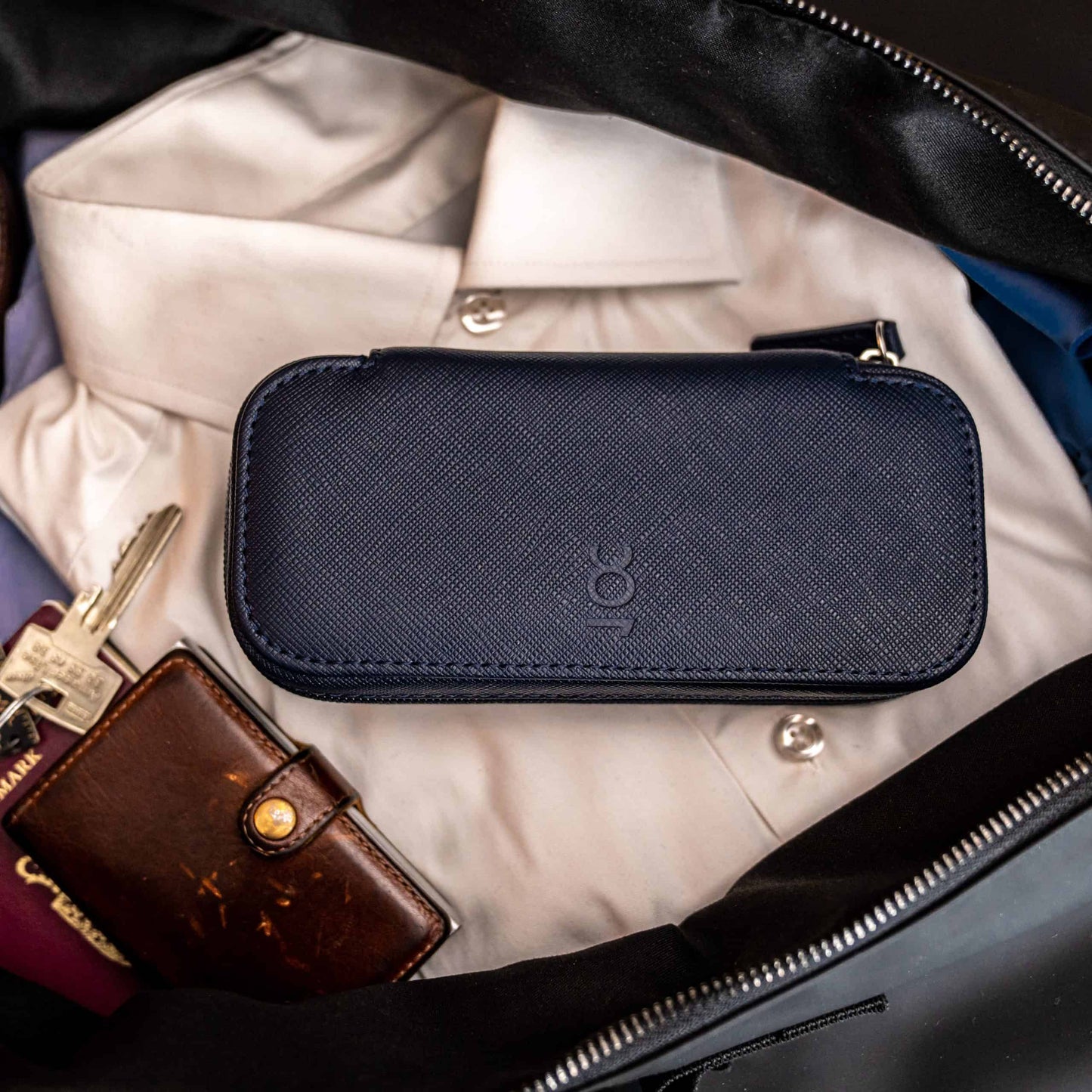 Watch Case For 2 Watches - Navy Blue