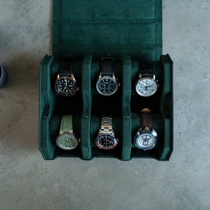 Hexagon Black Green 6 Slot Watch Box
