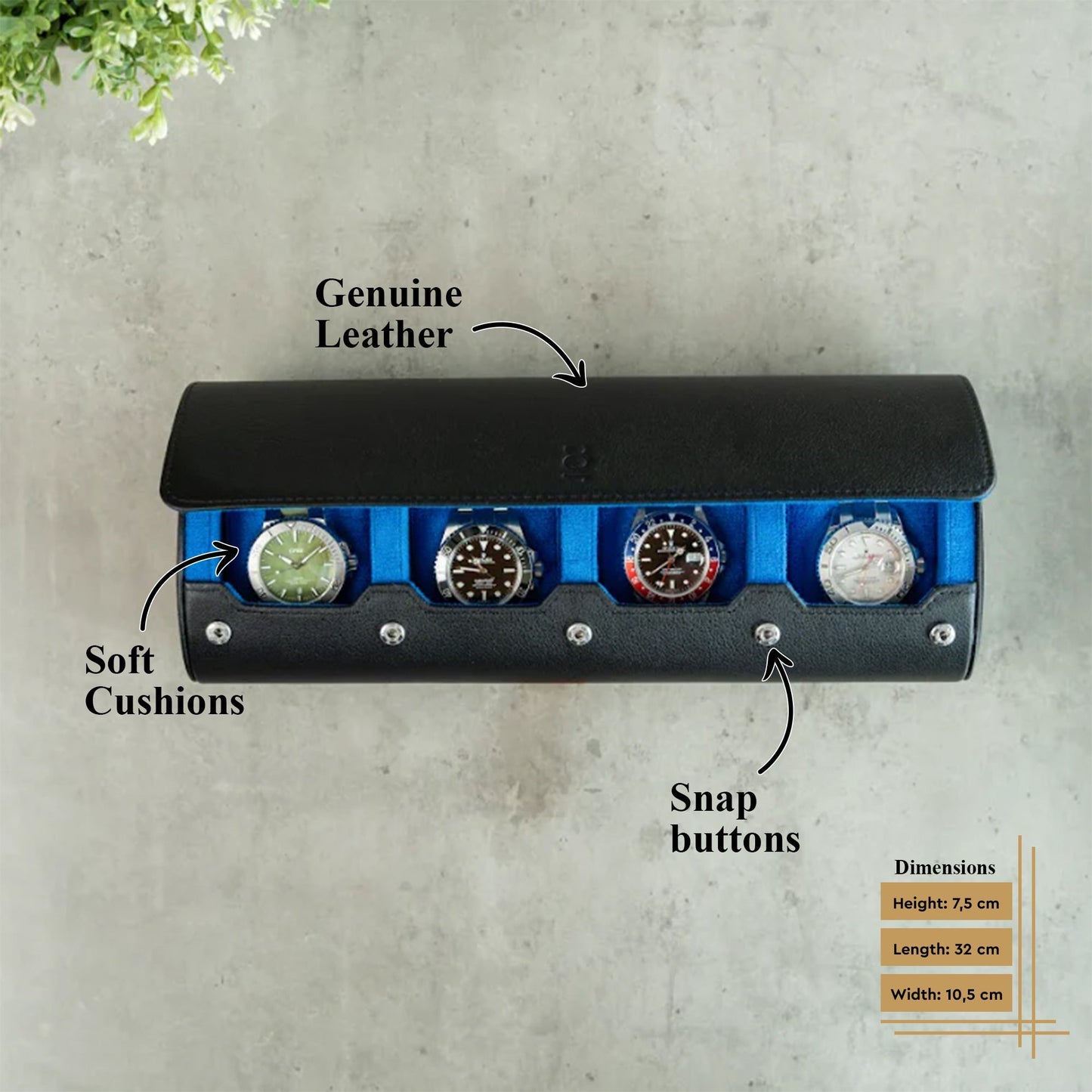 Travel Watch Roll Extra Large - Black Blue