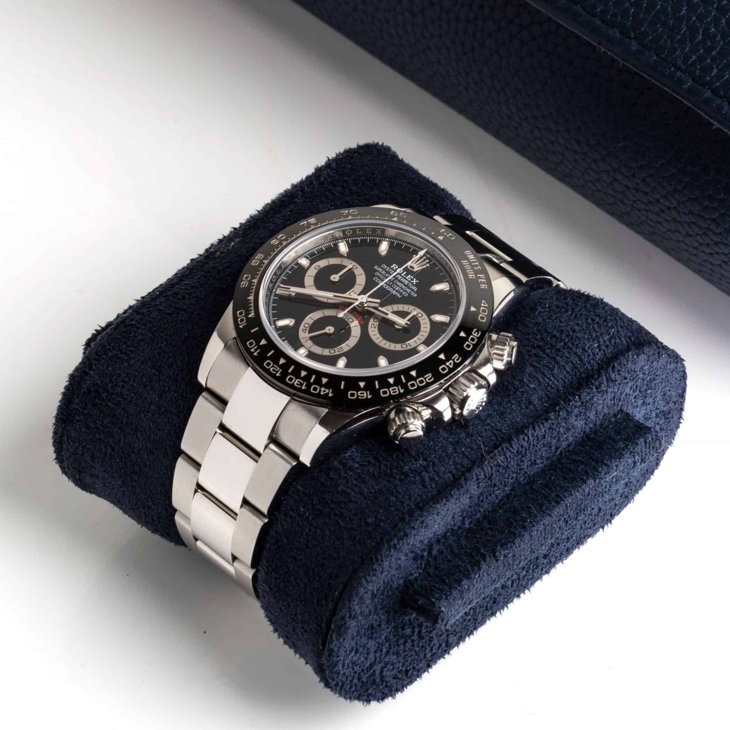 Travel Watch Roll Large - Navy Blue Litchi