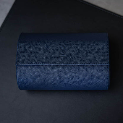 Two Slot Watch Roll - Navy Blue Saffiano