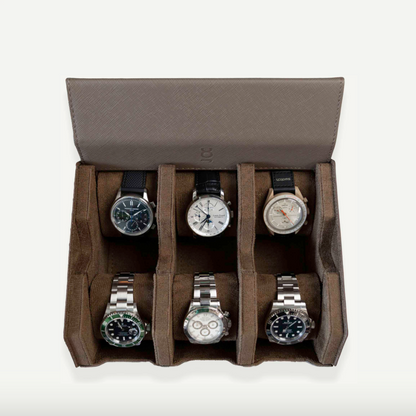 Hexagon Light Brown 6 Slot Watch Box